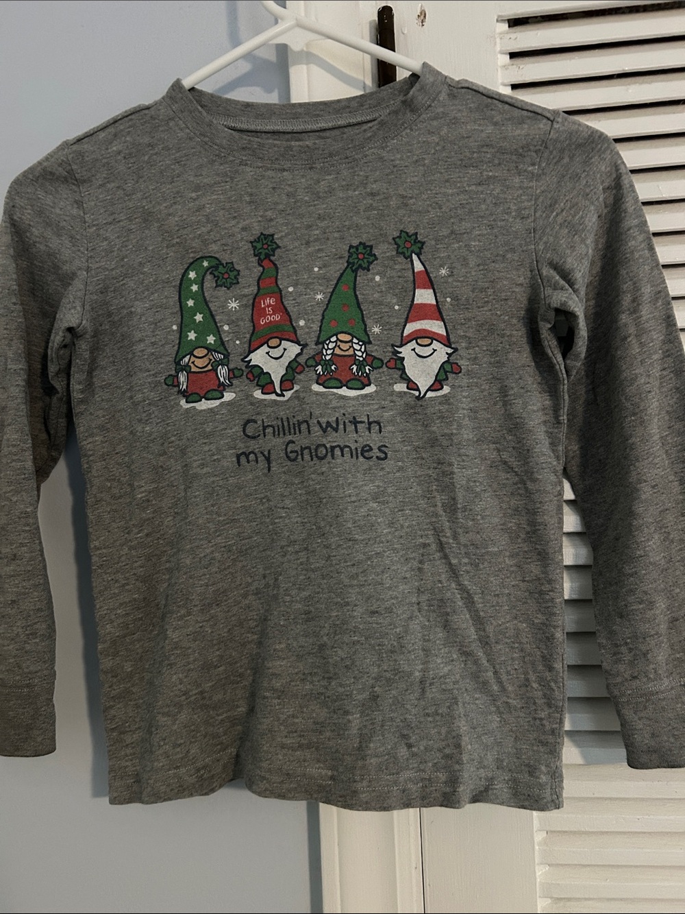 Life Is Good Kids Gray Long-Sleeve 'Chillin with my Gnomies' Graphic Tee S